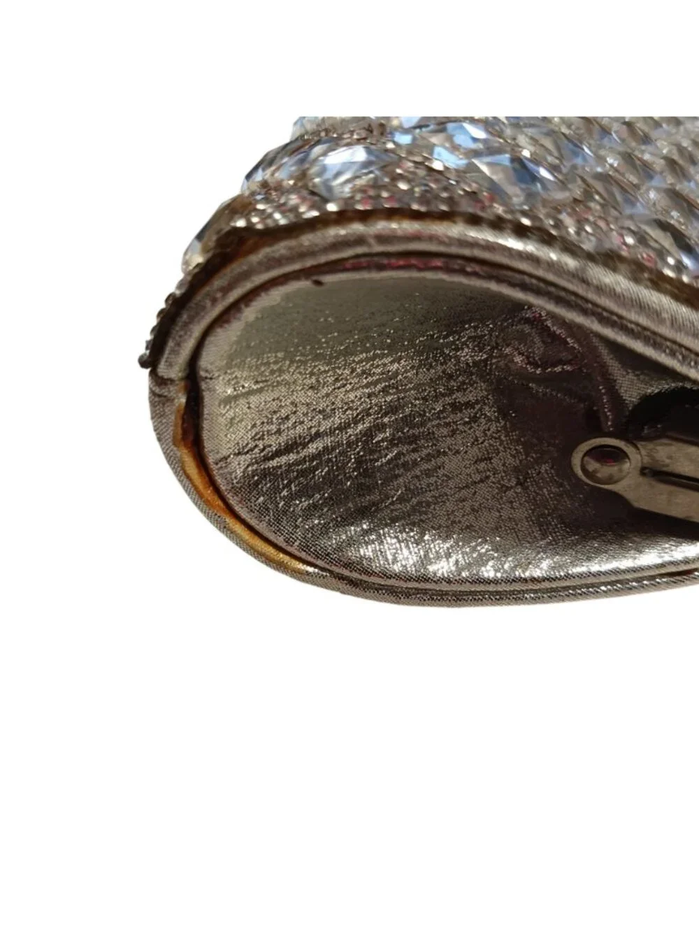 Lulu Townsend Y2K Crystal Evening Clutch Silver Rhinestone Bow Formal Bag Early